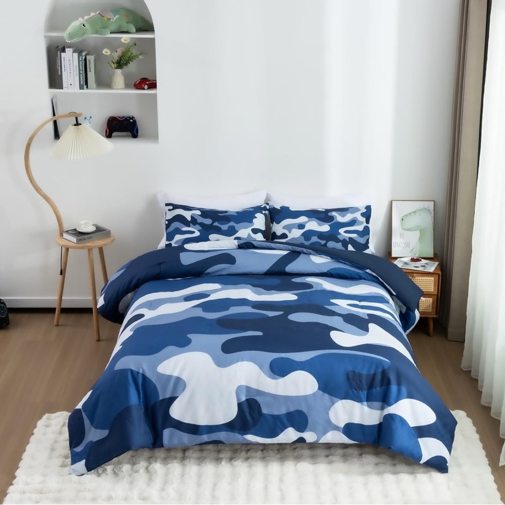 NEW Blue Camouflage Bedding Set Full